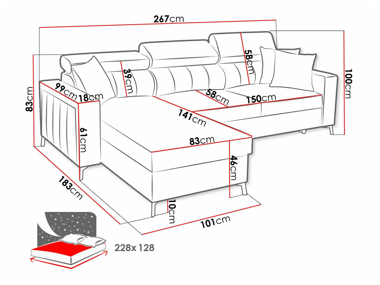 Corner sofa Sarasota 150 (Mono 242 + Botanical 36)