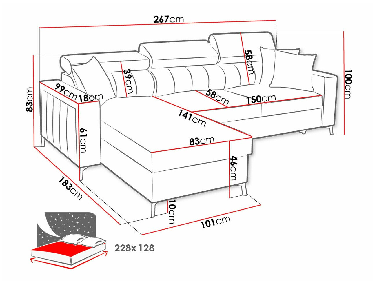 Corner sofa Sarasota 150 (Mono 244 + Botanical 36)