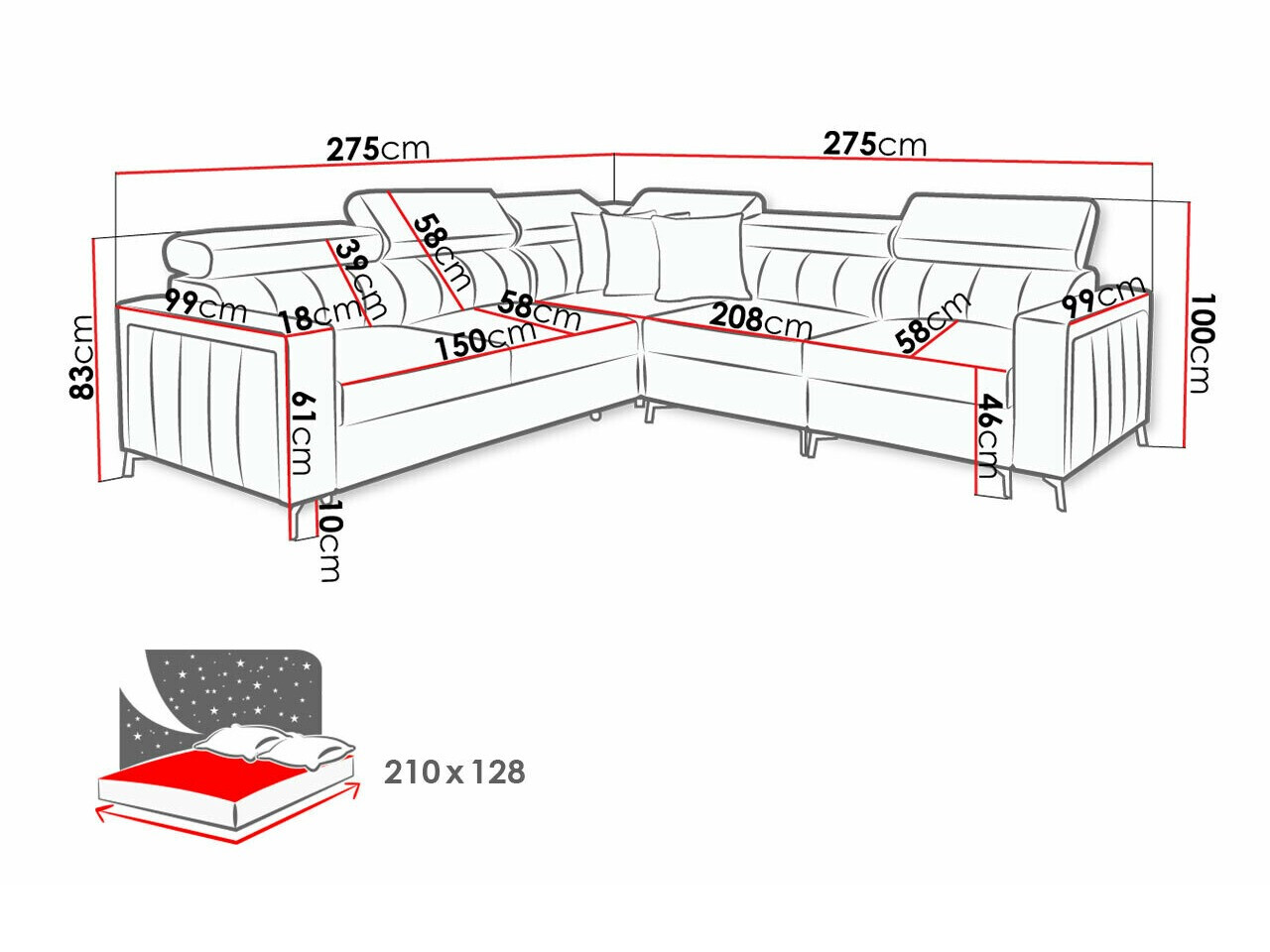 Corner sofa Sarasota 152 (Mono 235 + Botanical 36)