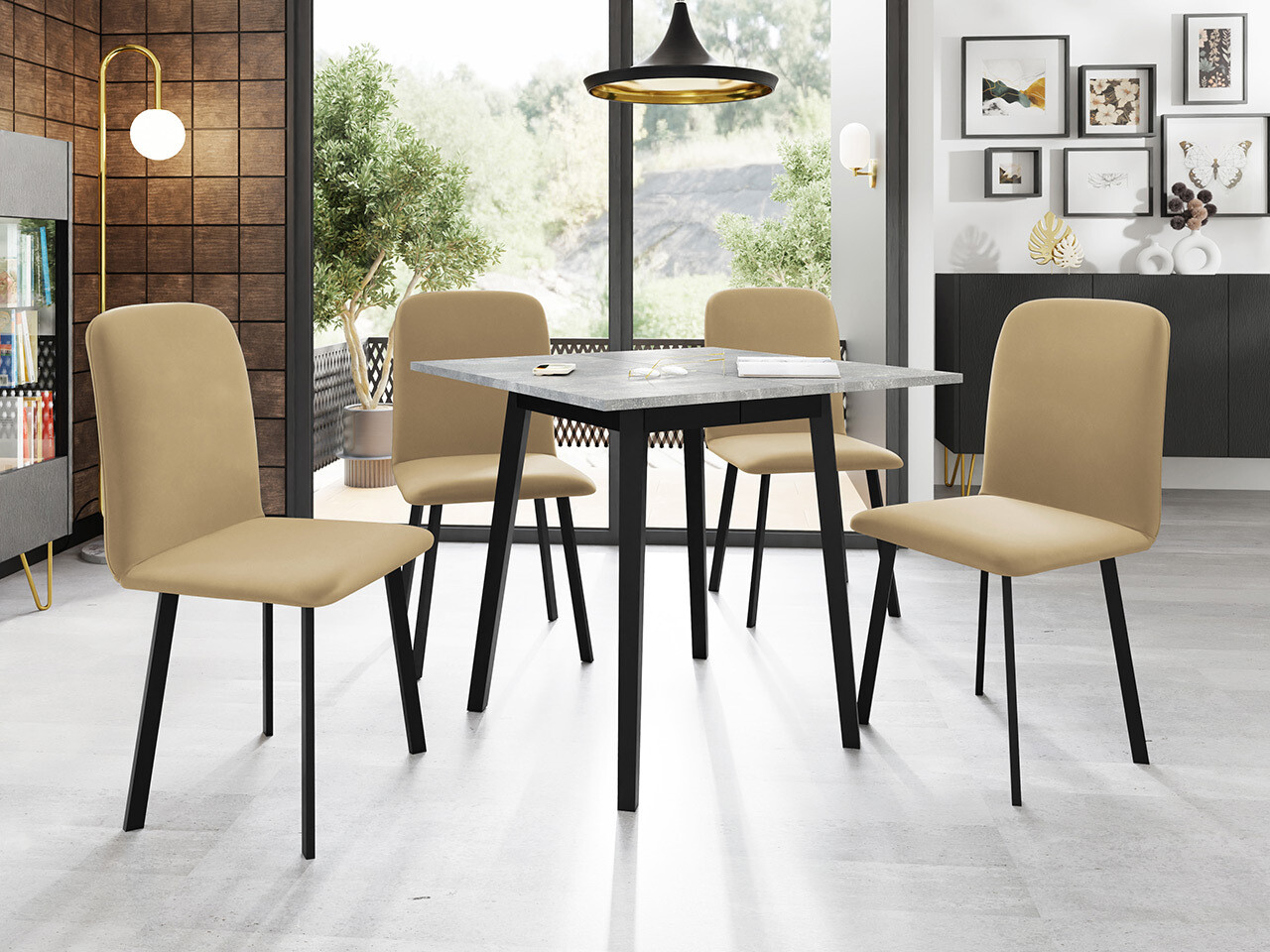 Table Edmond 109 (Grey marble + Black)