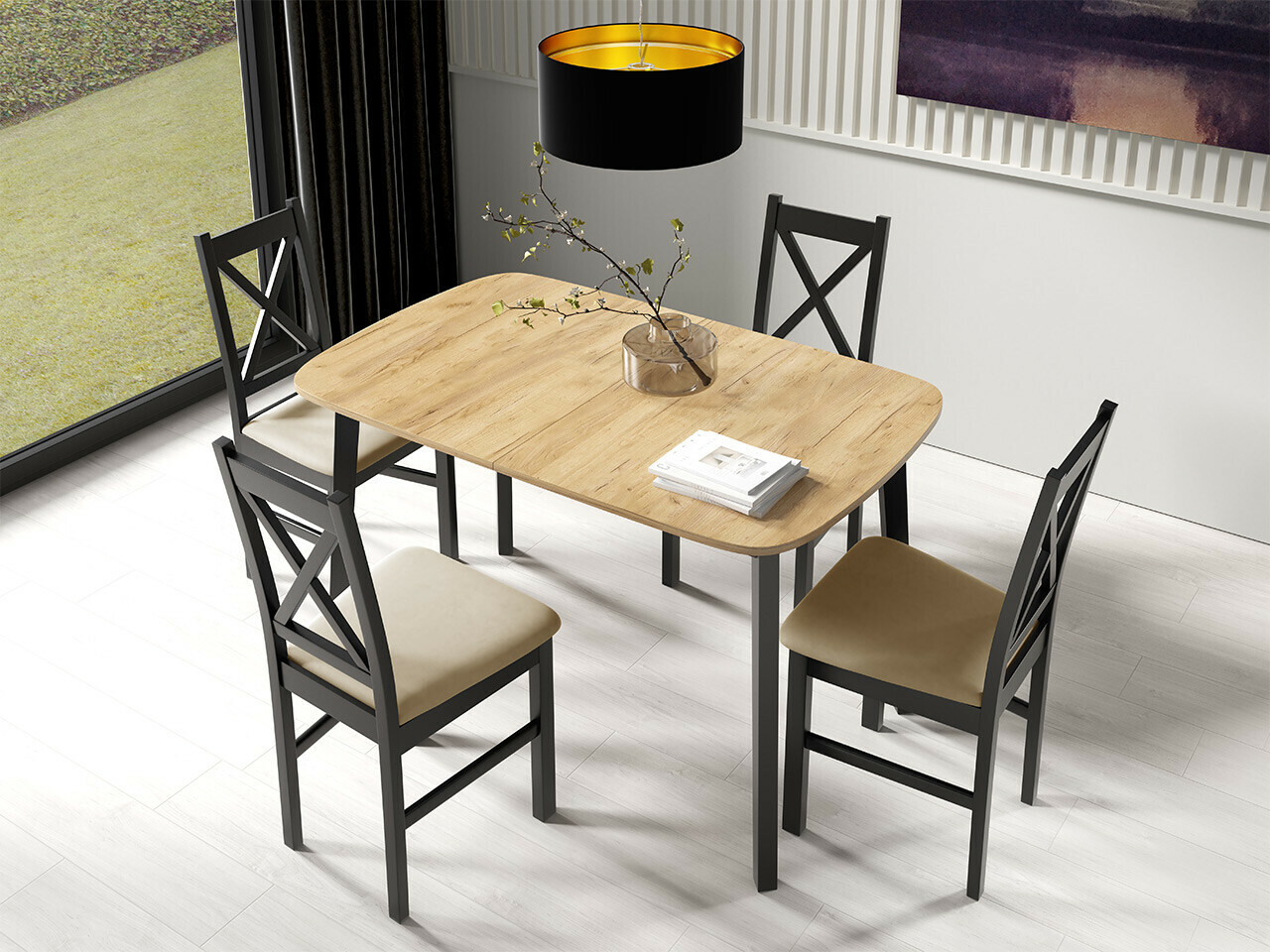 Table Edmond 110 (Craft golden oak + Black)
