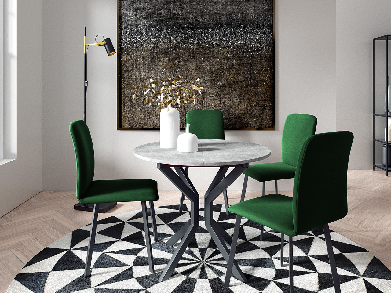 Table Edmond 111 (Grey marble + Black)