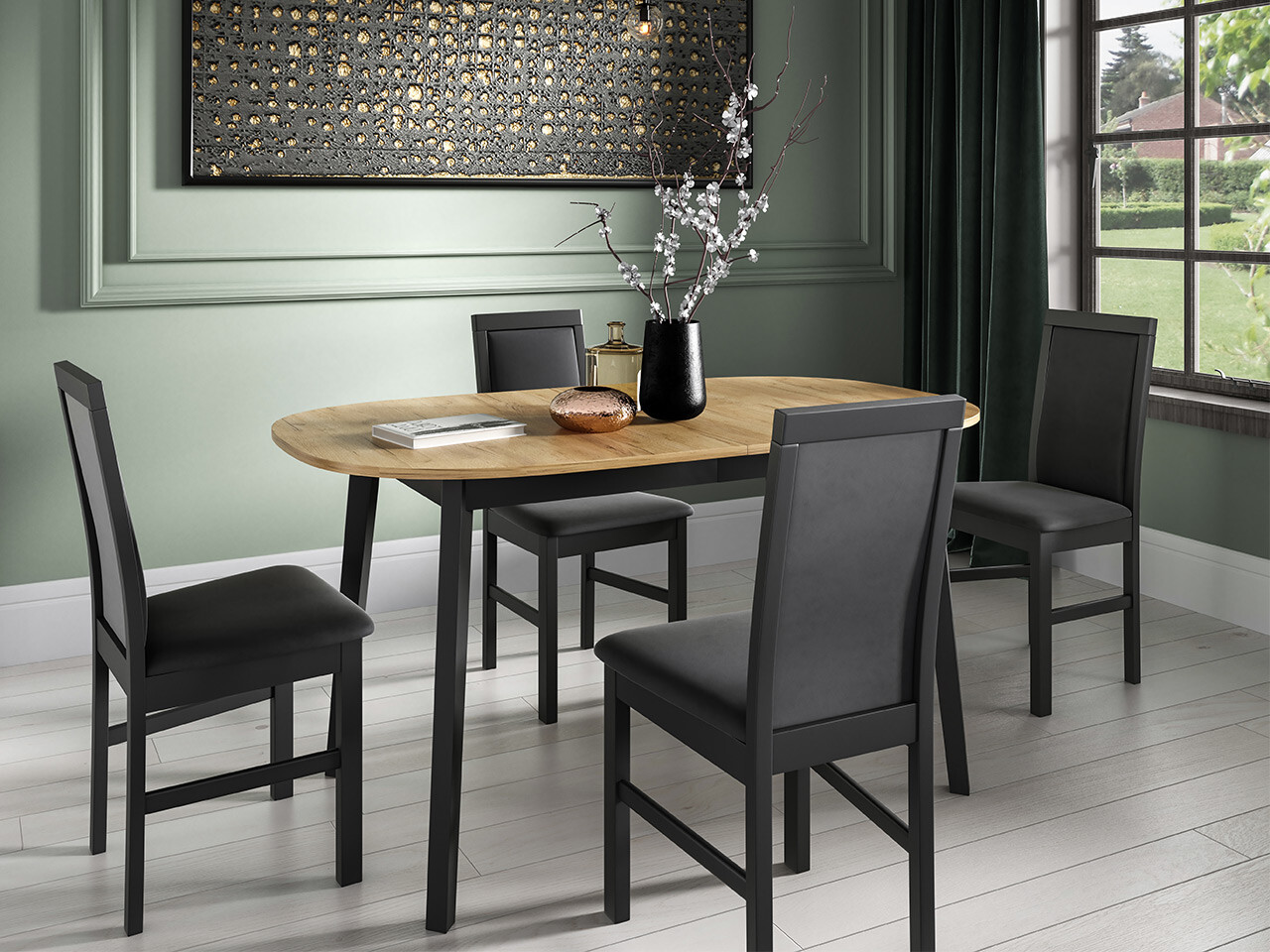 Table Edmond 114 (Craft golden oak + Black)
