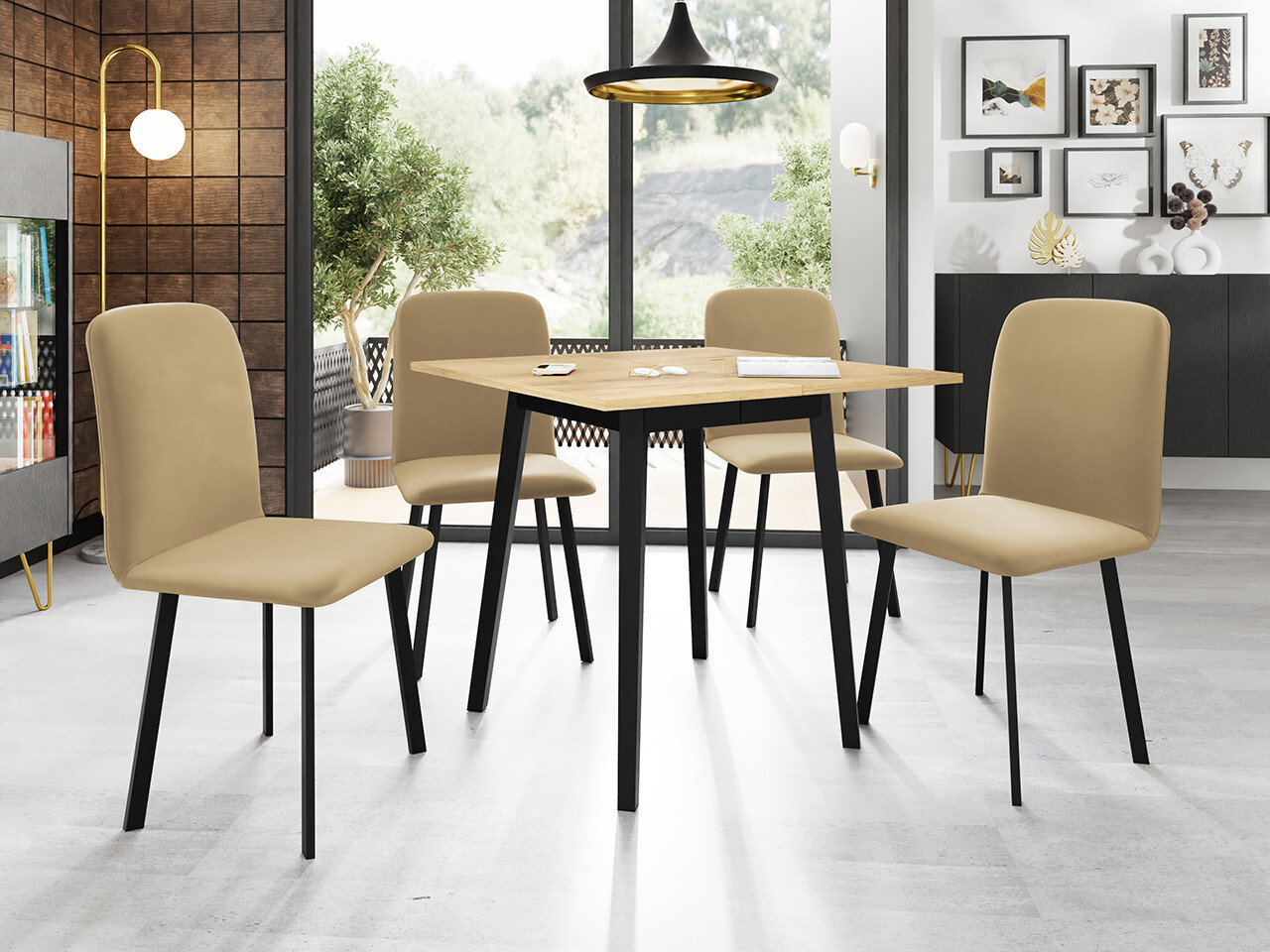 Dining set Edmond 116 (Craft golden oak + Black)