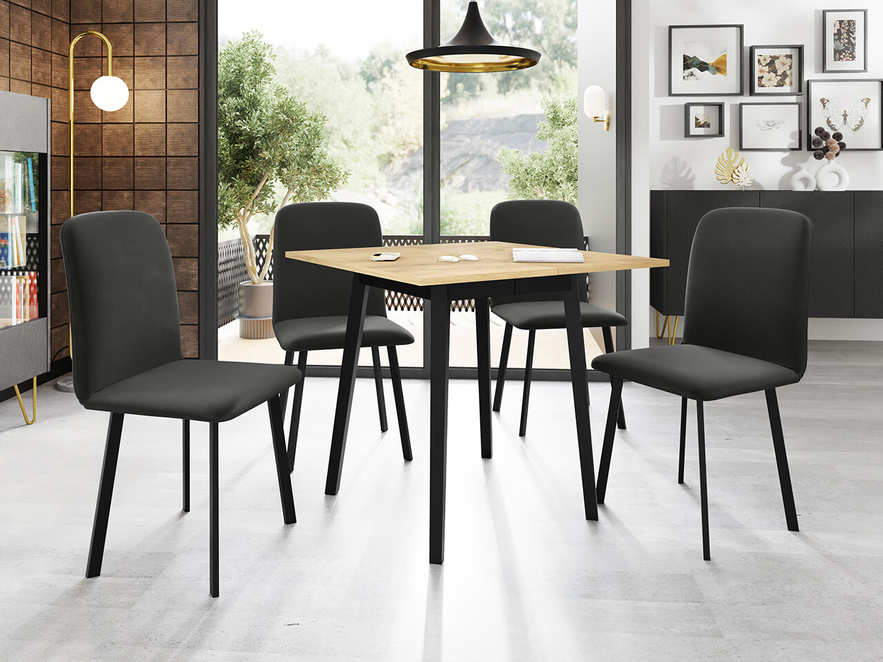 Dining set Edmond 116 (Craft golden oak + Black)