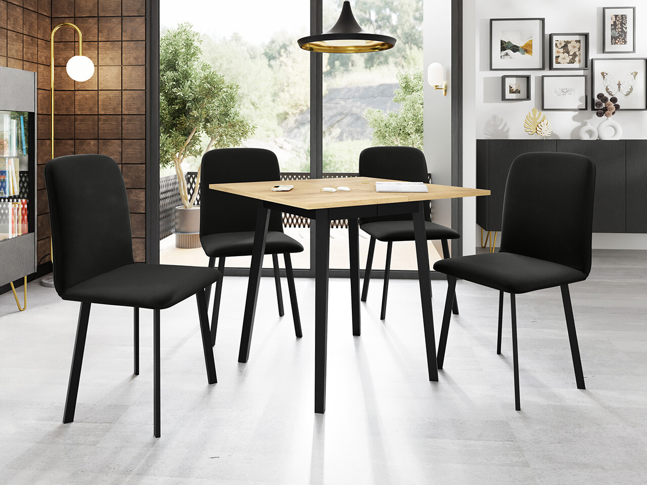 Dining set Edmond 116 (Craft golden oak + Black)