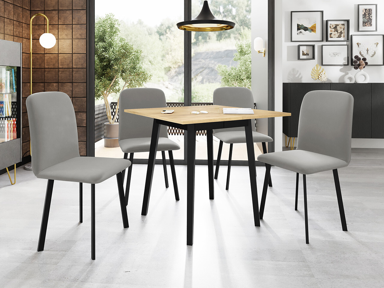 Dining set Edmond 116 (Craft golden oak + Black)