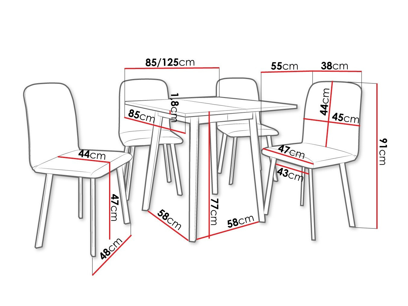 Dining set Edmond 116 (Craft golden oak + Black)