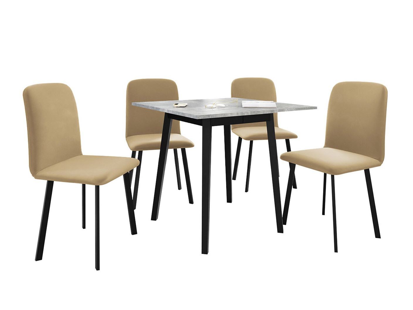 Dining set Edmond 116 (Grey marble + Black)