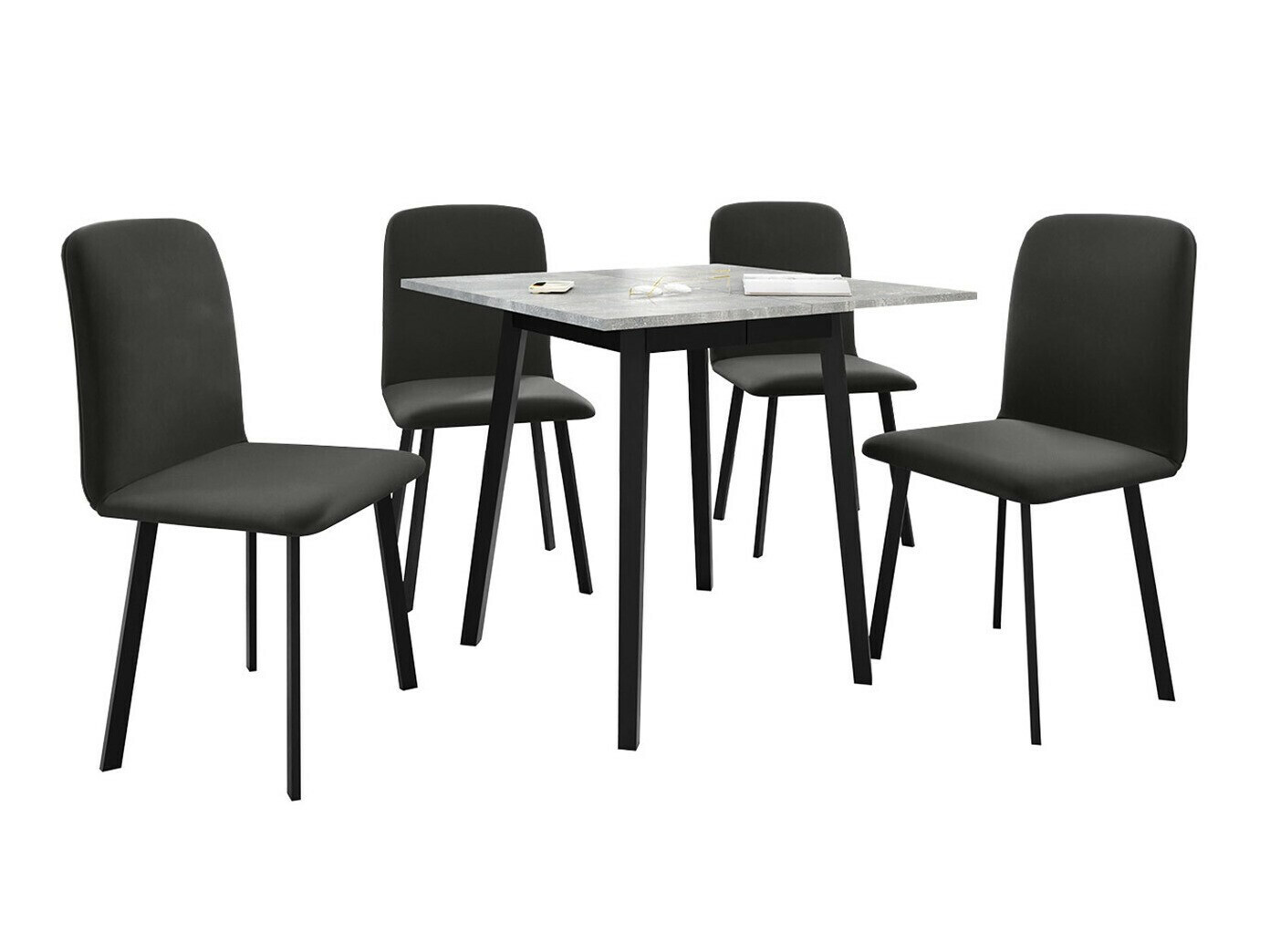 Dining set Edmond 116 (Grey marble + Black)
