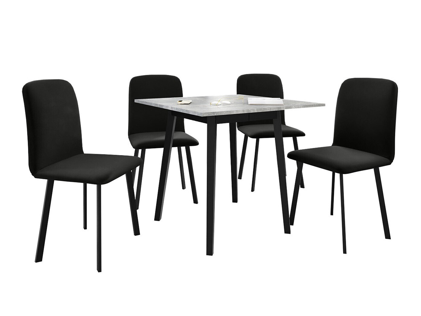 Dining set Edmond 116 (Grey marble + Black)