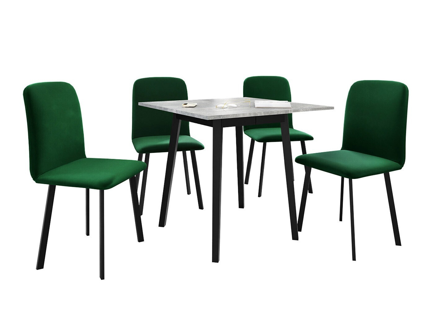 Dining set Edmond 116 (Grey marble + Black)