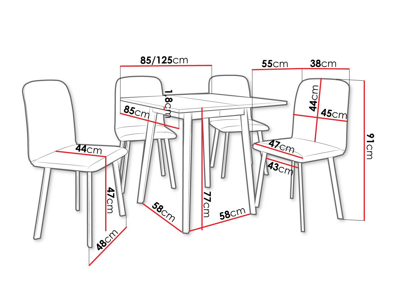 Dining set Edmond 116 (White + Black)