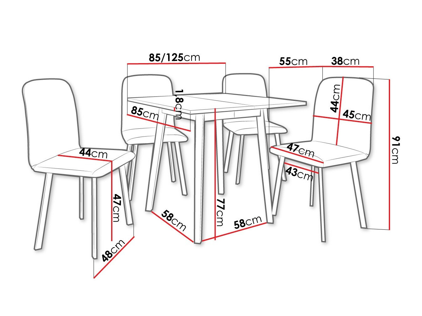 Dining set Edmond 116 (White + Black)