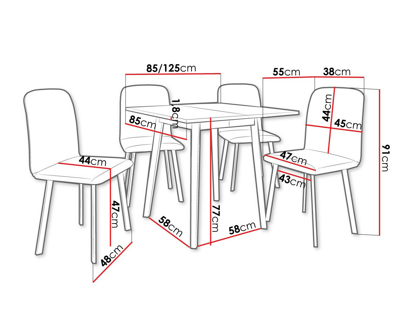 Dining set Edmond 116 (Craft golden oak + Black)