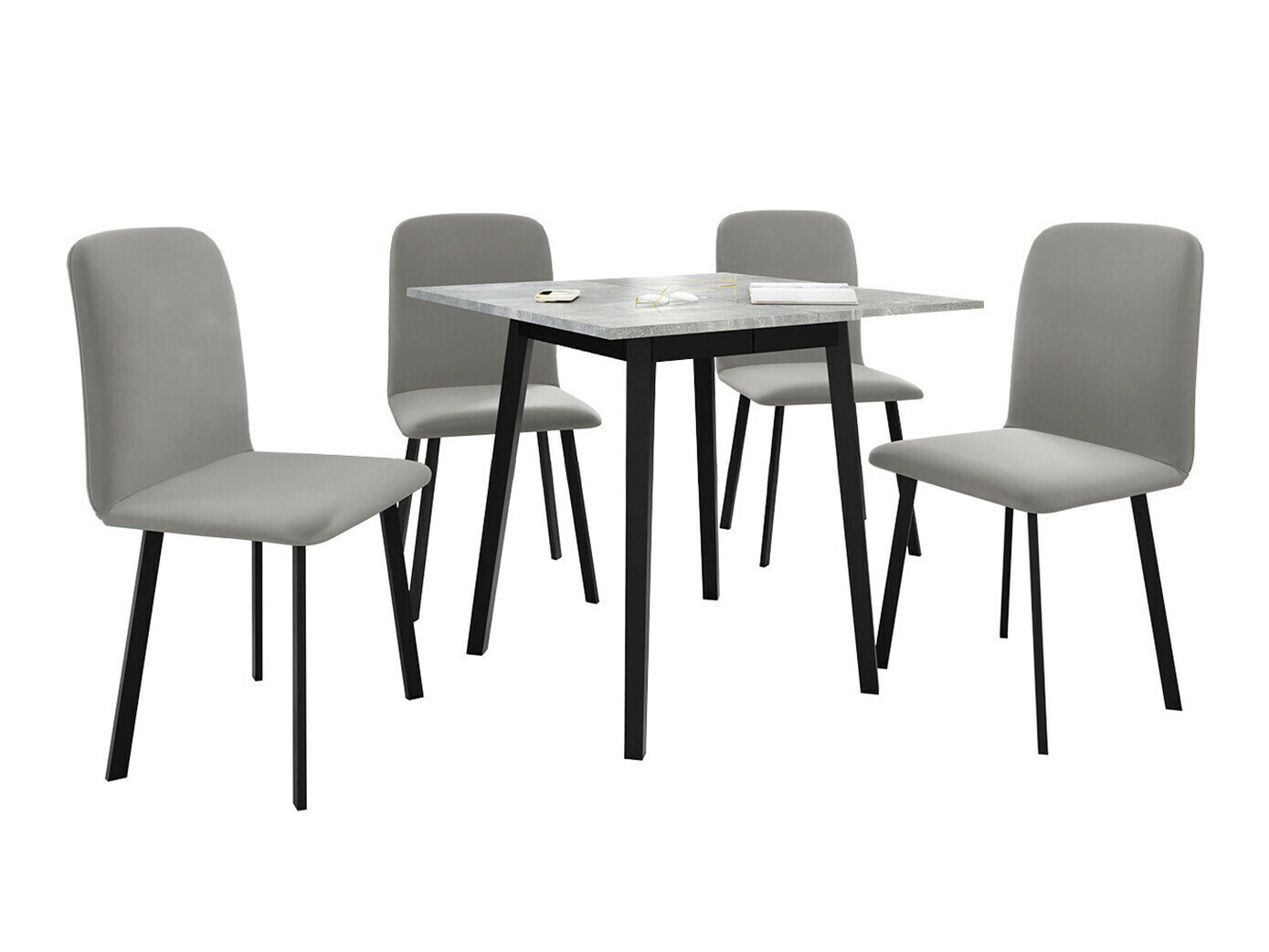 Dining set Edmond 116 (Grey marble + Black)