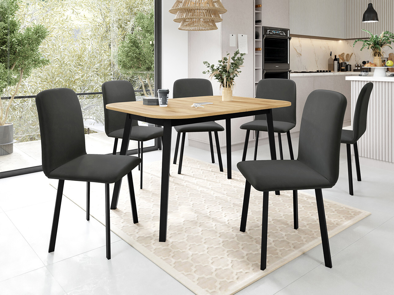Dining set Edmond 117 (Craft golden oak + Black)