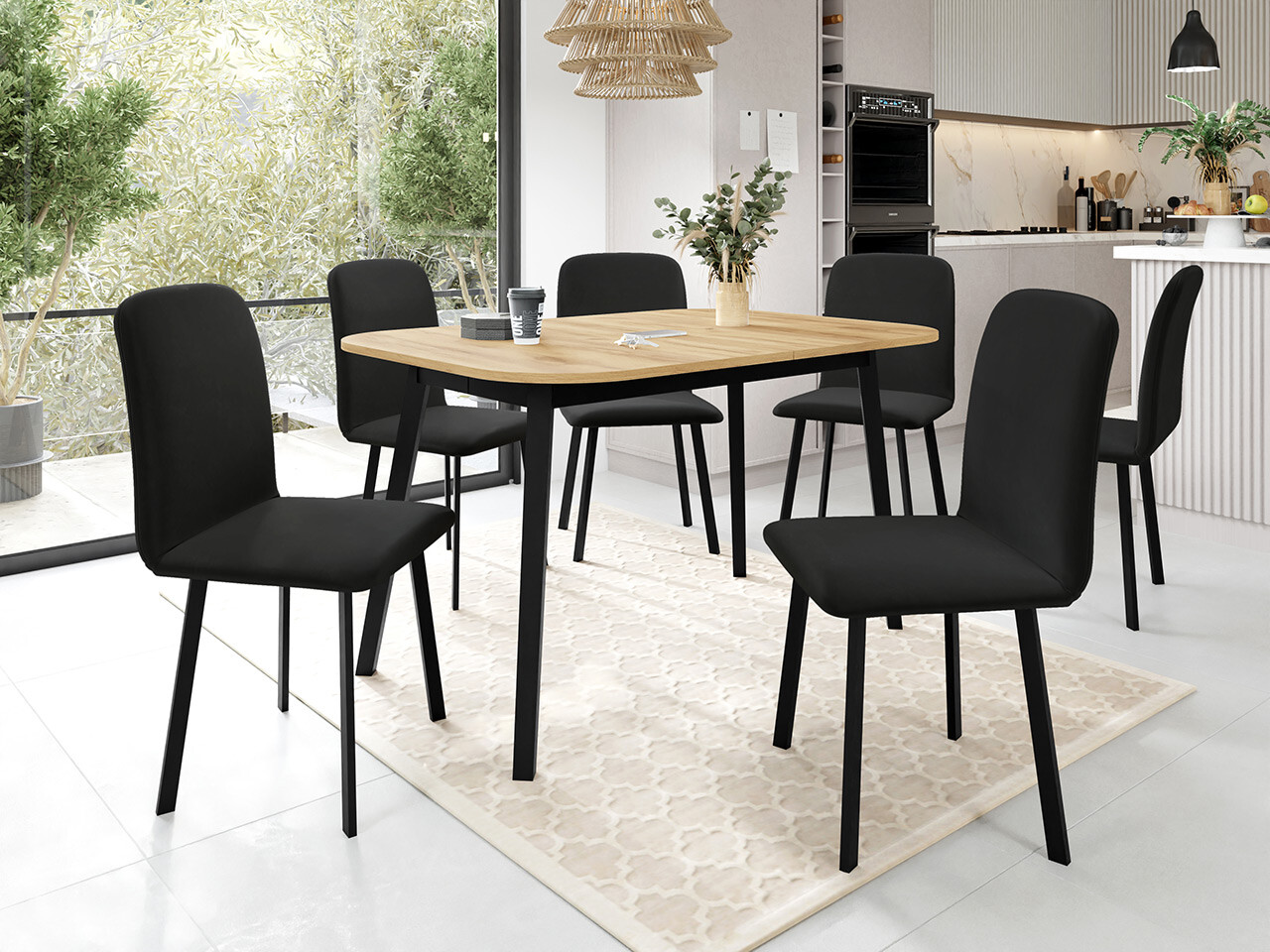 Dining set Edmond 117 (Craft golden oak + Black)