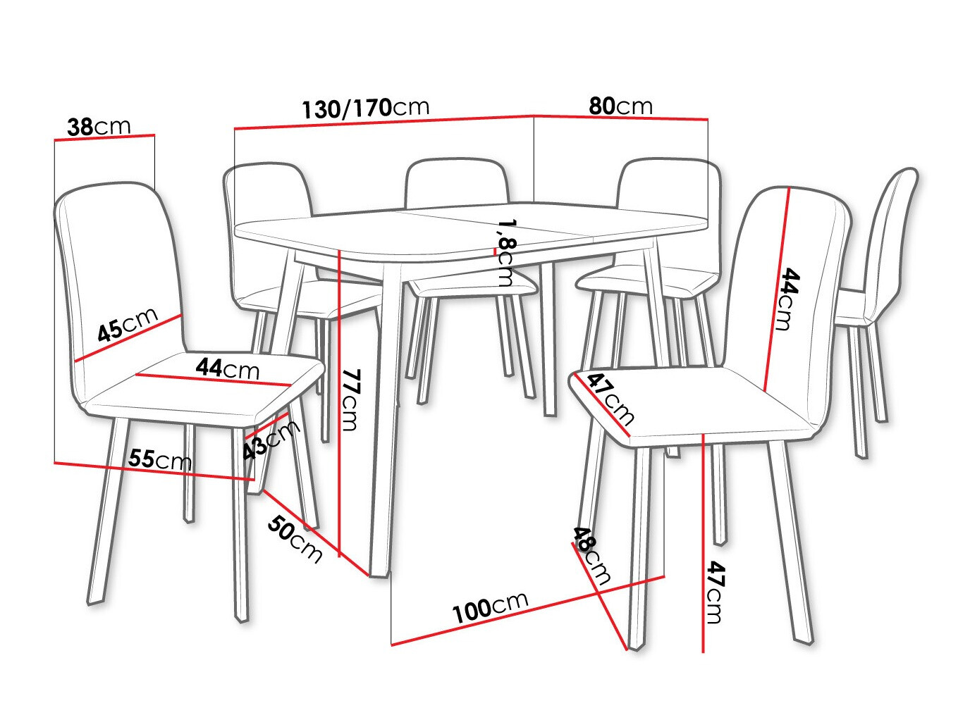 Dining set Edmond 117 (Craft golden oak + Black)