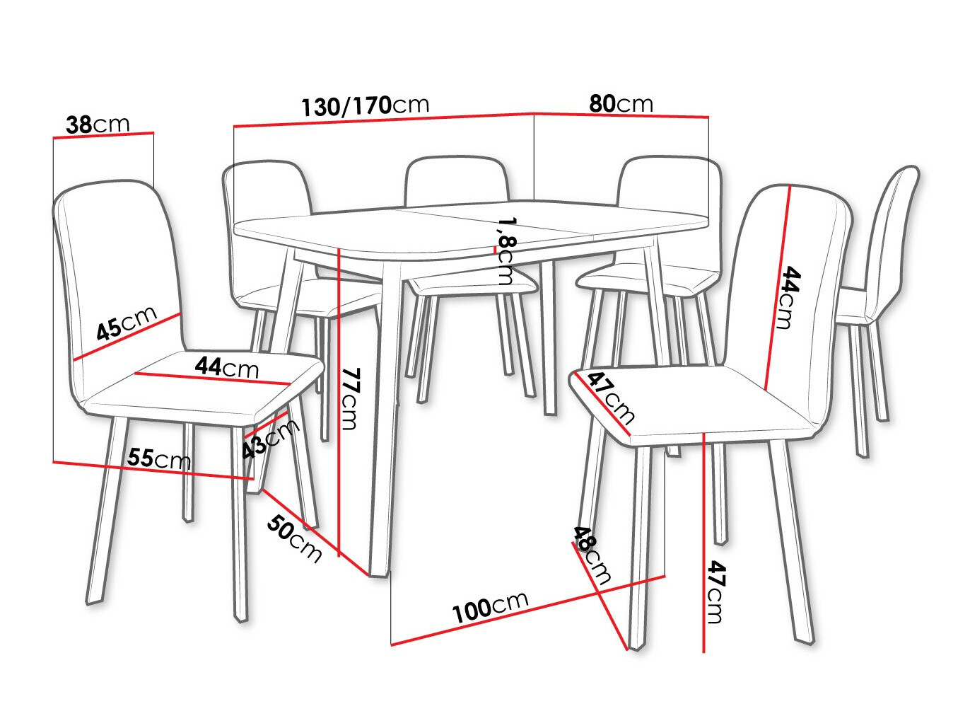 Dining set Edmond 117 (Craft golden oak + Black)
