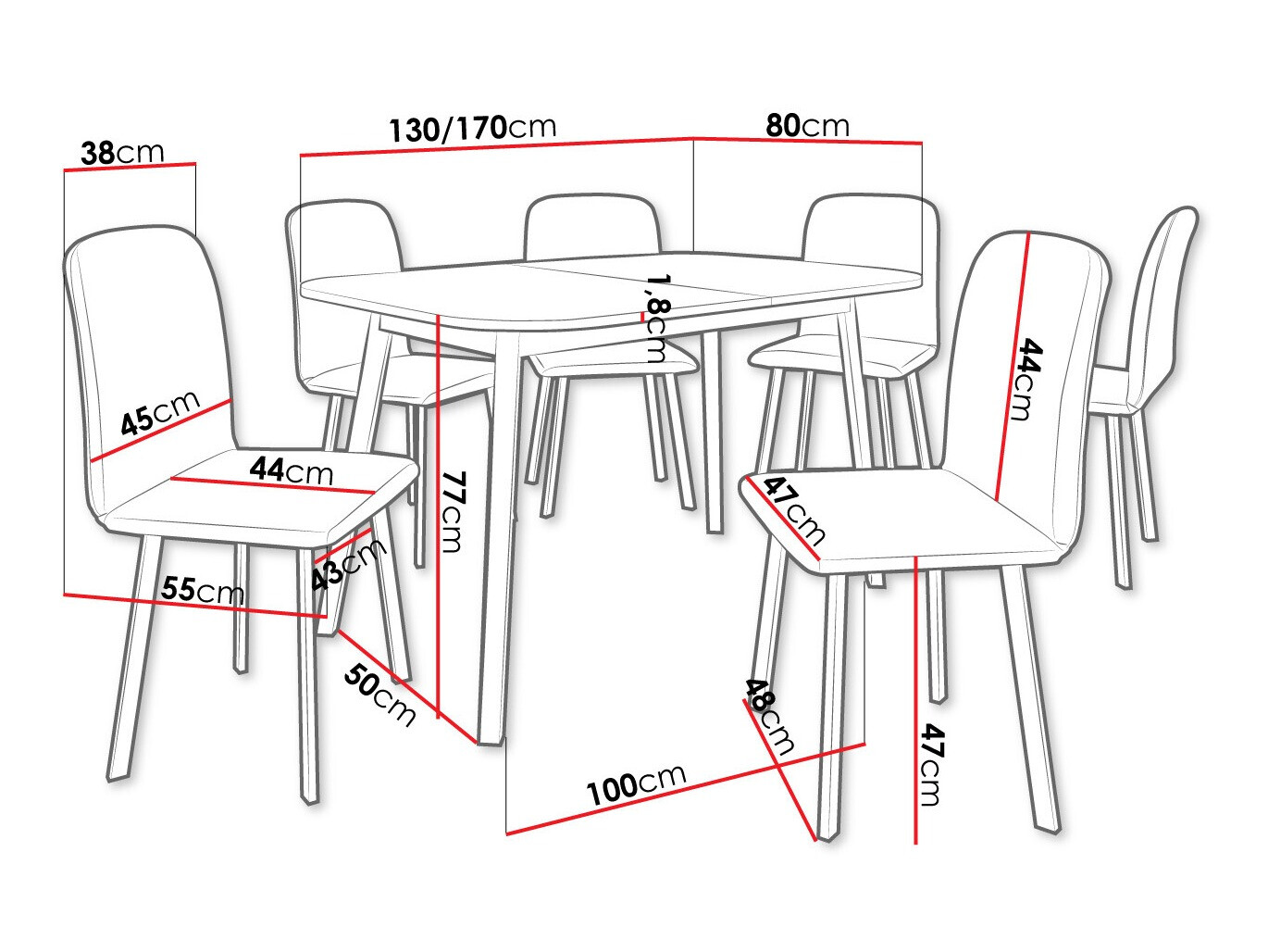 Dining set Edmond 117 (Craft golden oak + Black)
