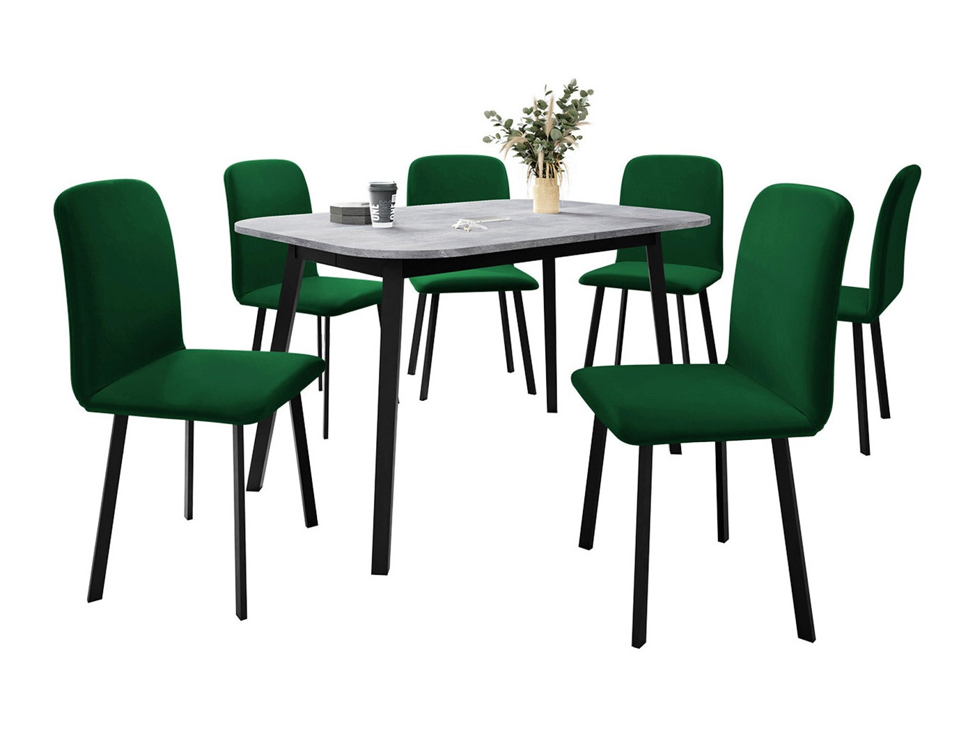 Dining set Edmond 117 (Grey marble + Black)