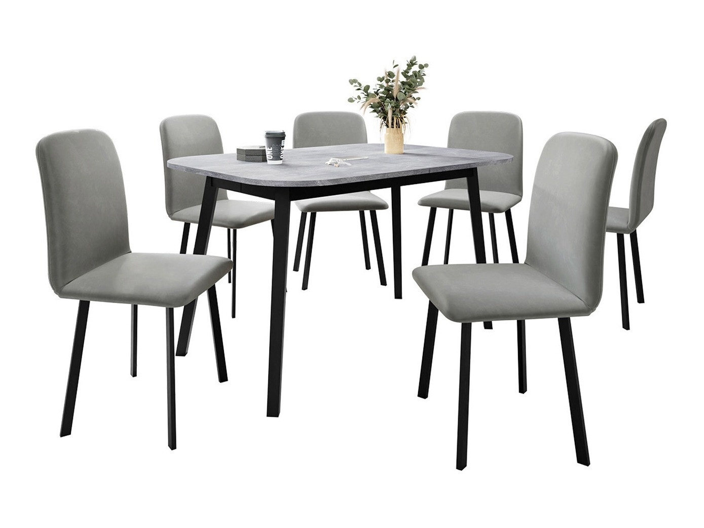 Dining set Edmond 117 (Grey marble + Black)