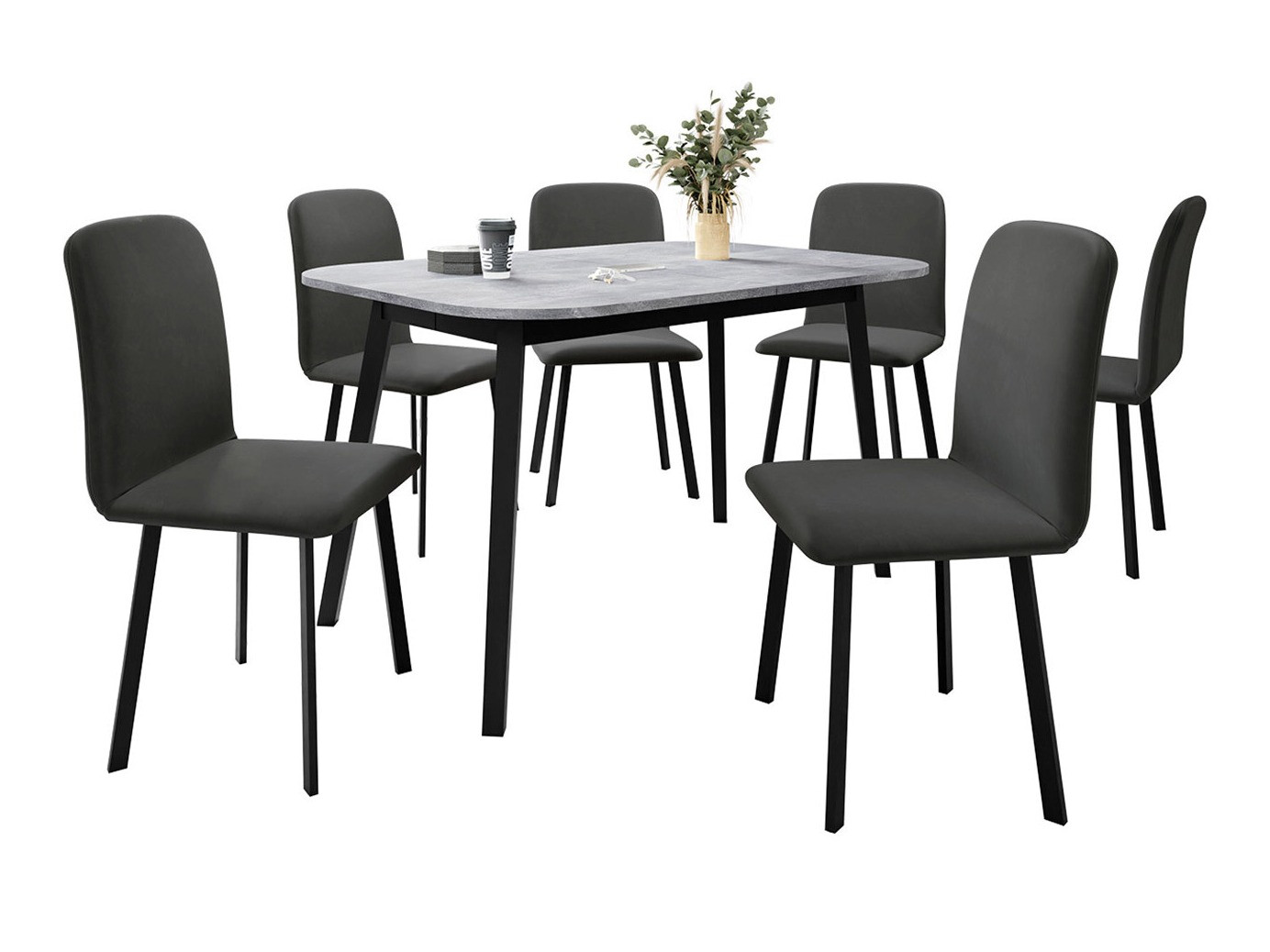 Dining set Edmond 117 (Grey marble + Black)