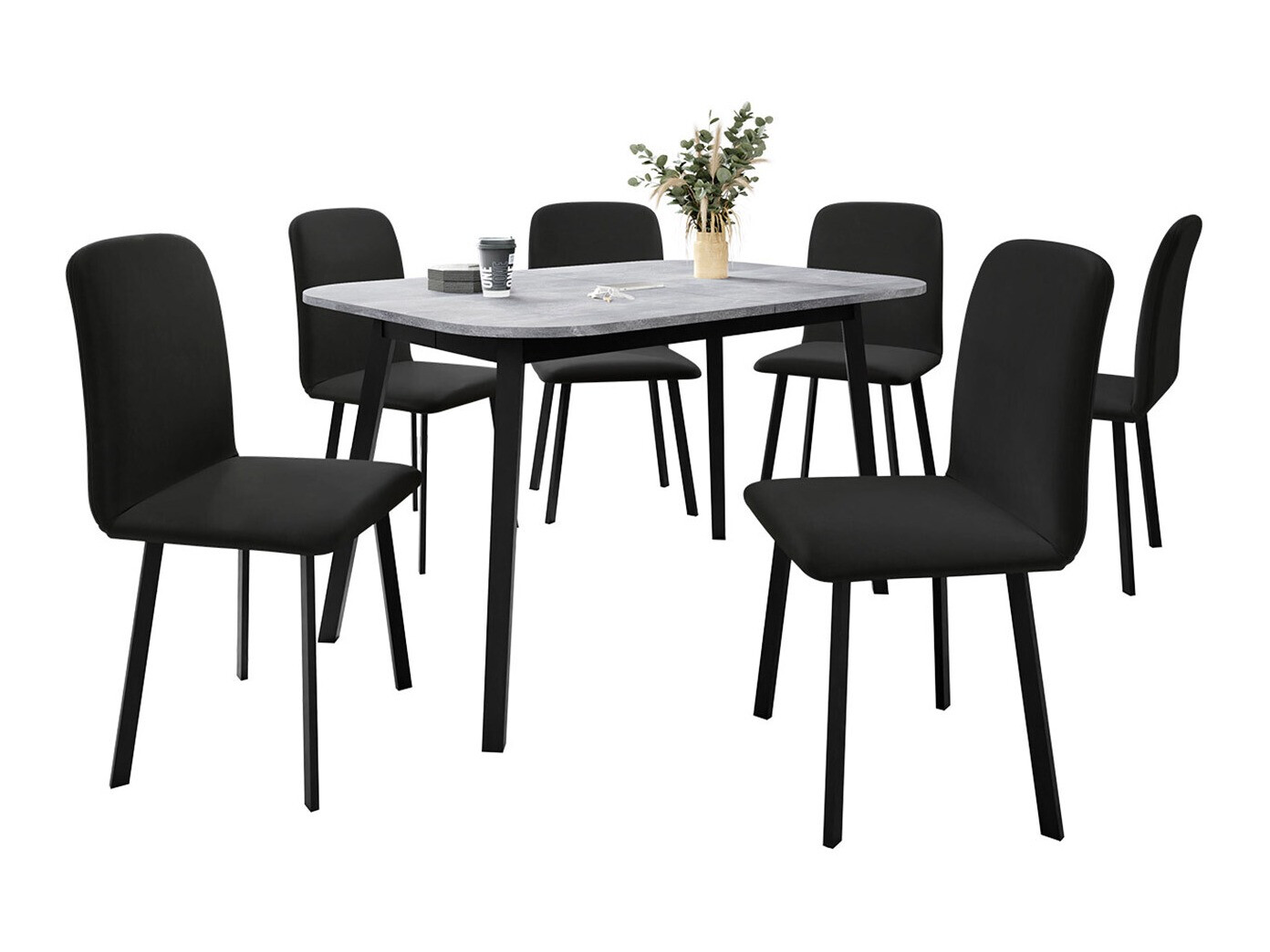 Dining set Edmond 117 (Grey marble + Black)