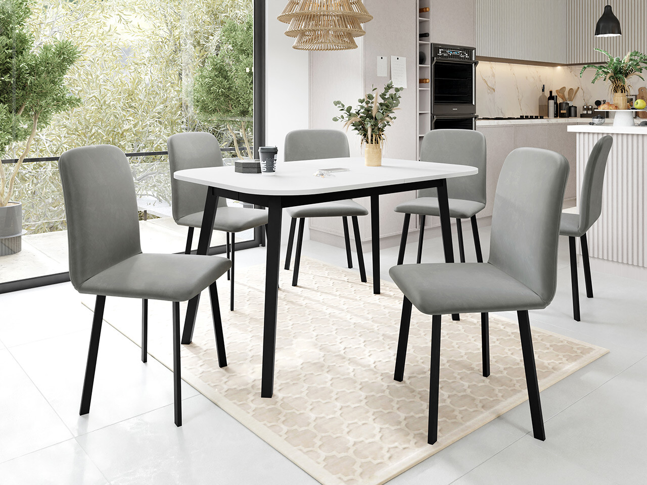 Dining set Edmond 117 (White + Black)