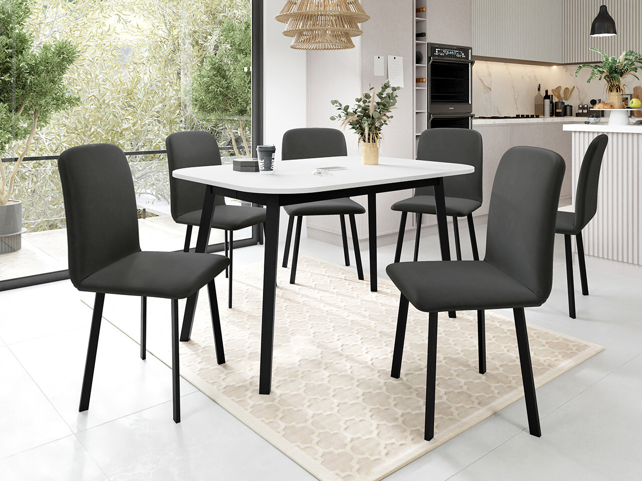 Dining set Edmond 117 (White + Black)