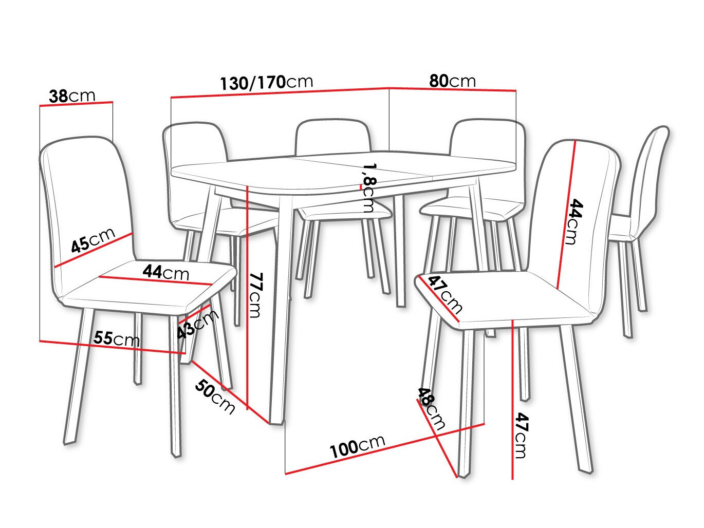 Dining set Edmond 117 (White + Black)
