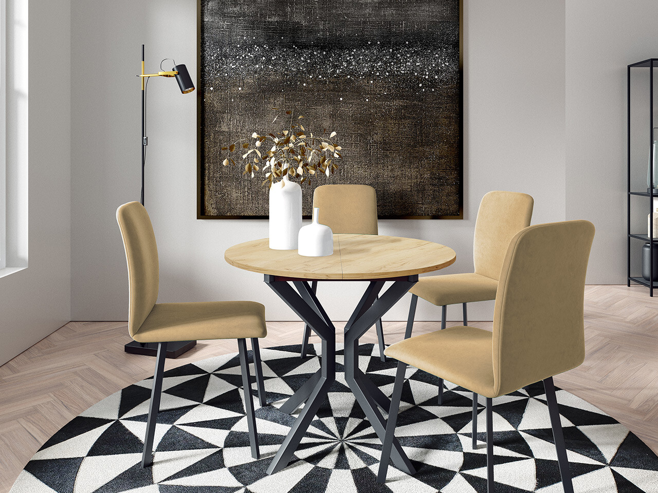 Dining set Edmond 118 (Craft golden oak + Black)