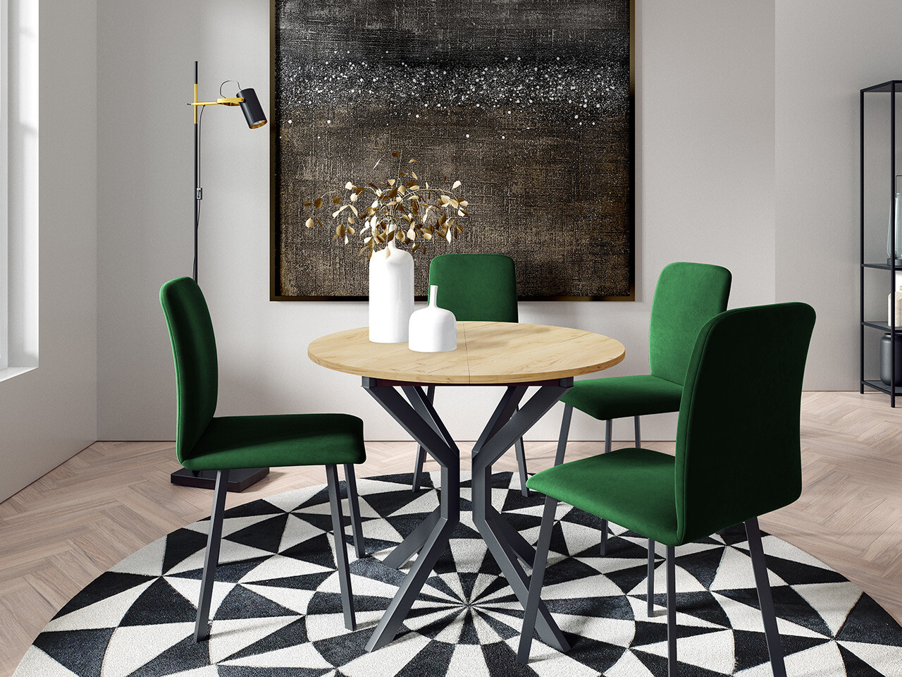 Dining set Edmond 118 (Craft golden oak + Black)