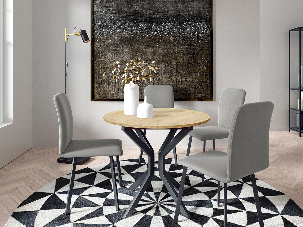 Dining set Edmond 118 (Craft golden oak + Black)