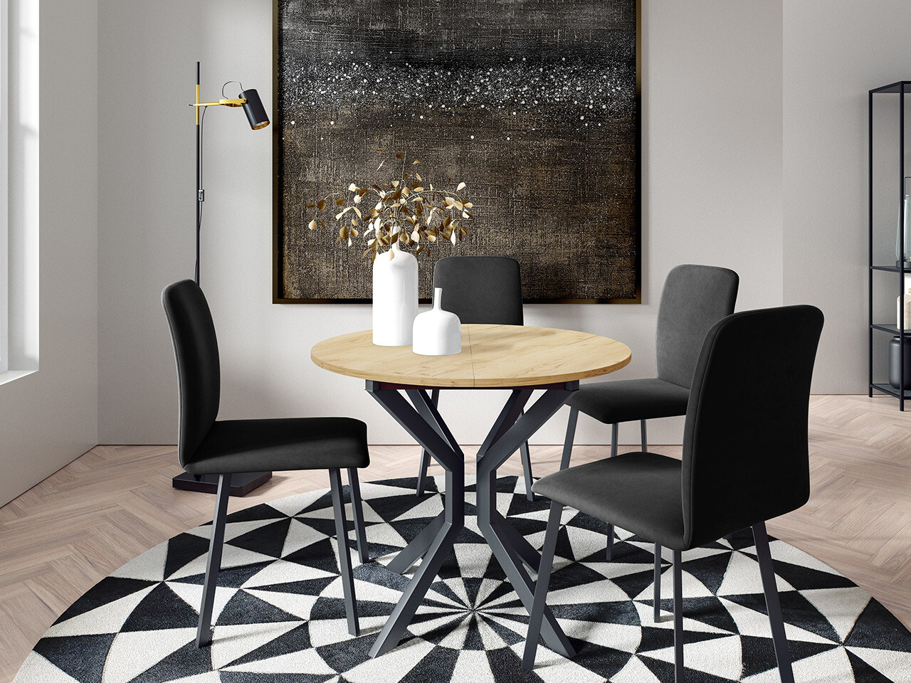 Dining set Edmond 118 (Craft golden oak + Black)