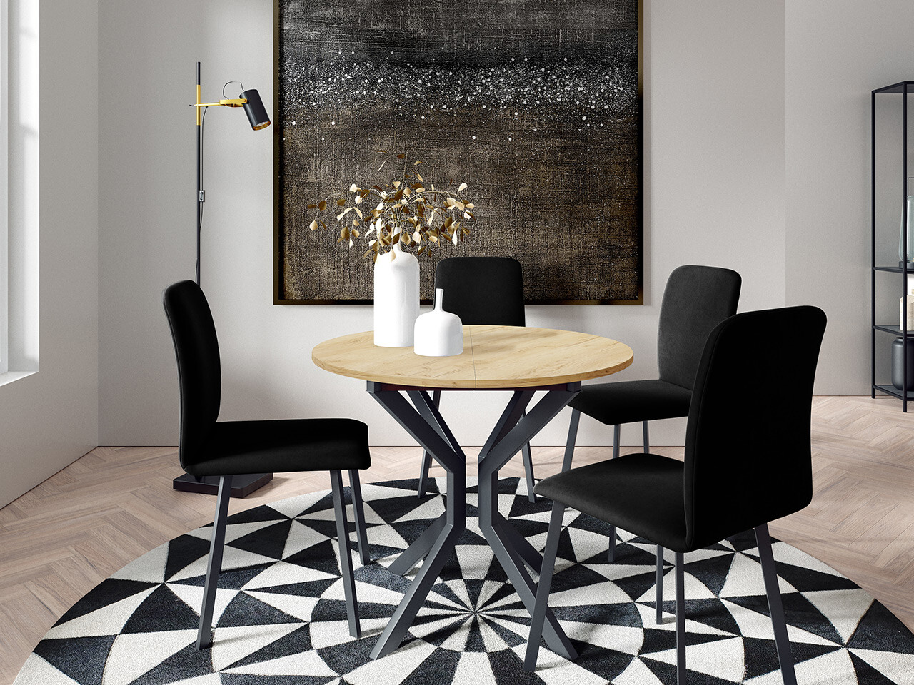 Dining set Edmond 118 (Craft golden oak + Black)