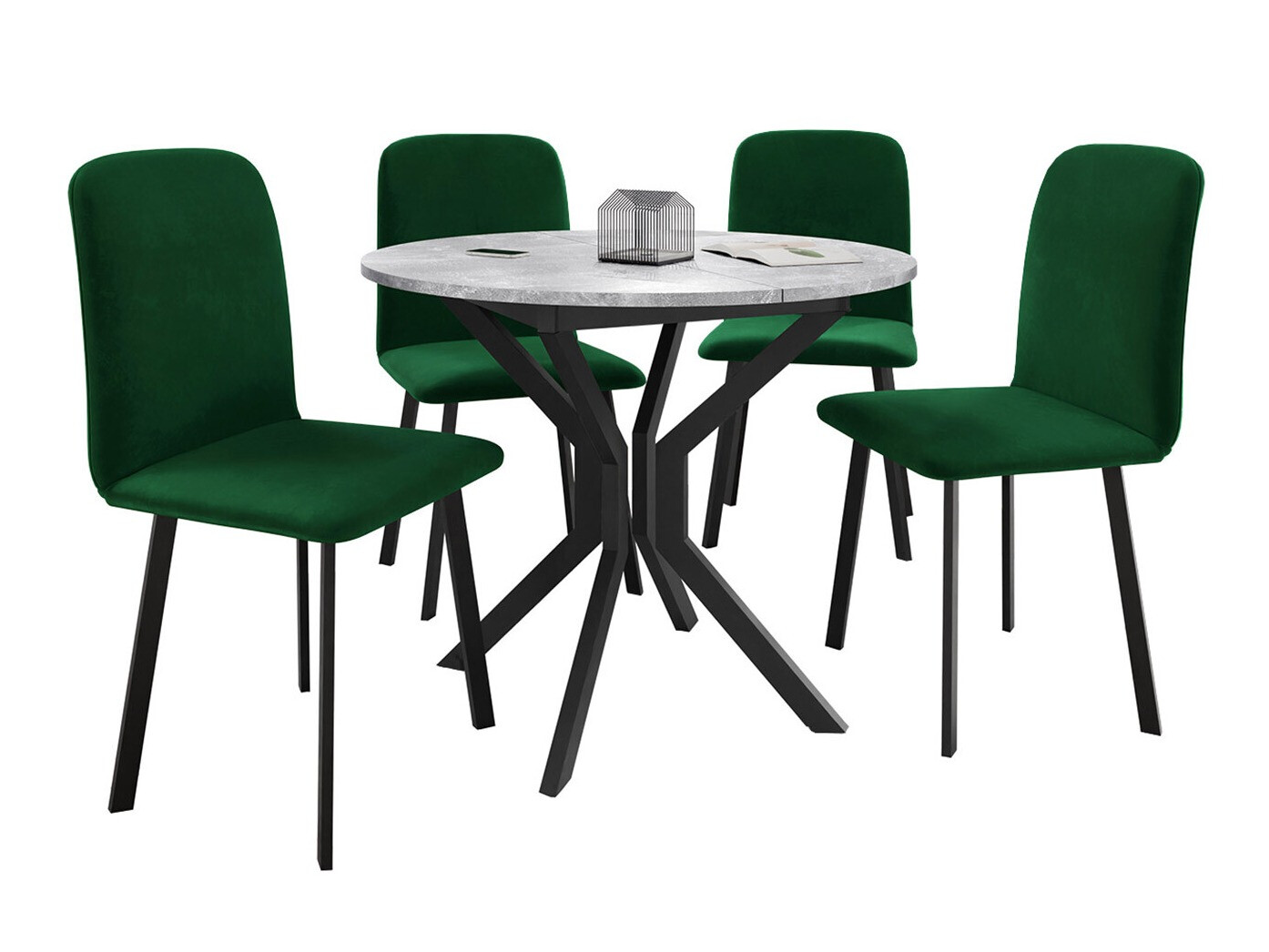 Dining set Edmond 118 (Grey marble + Black)