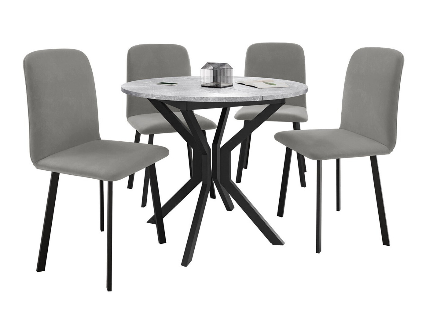 Dining set Edmond 118 (Grey marble + Black)