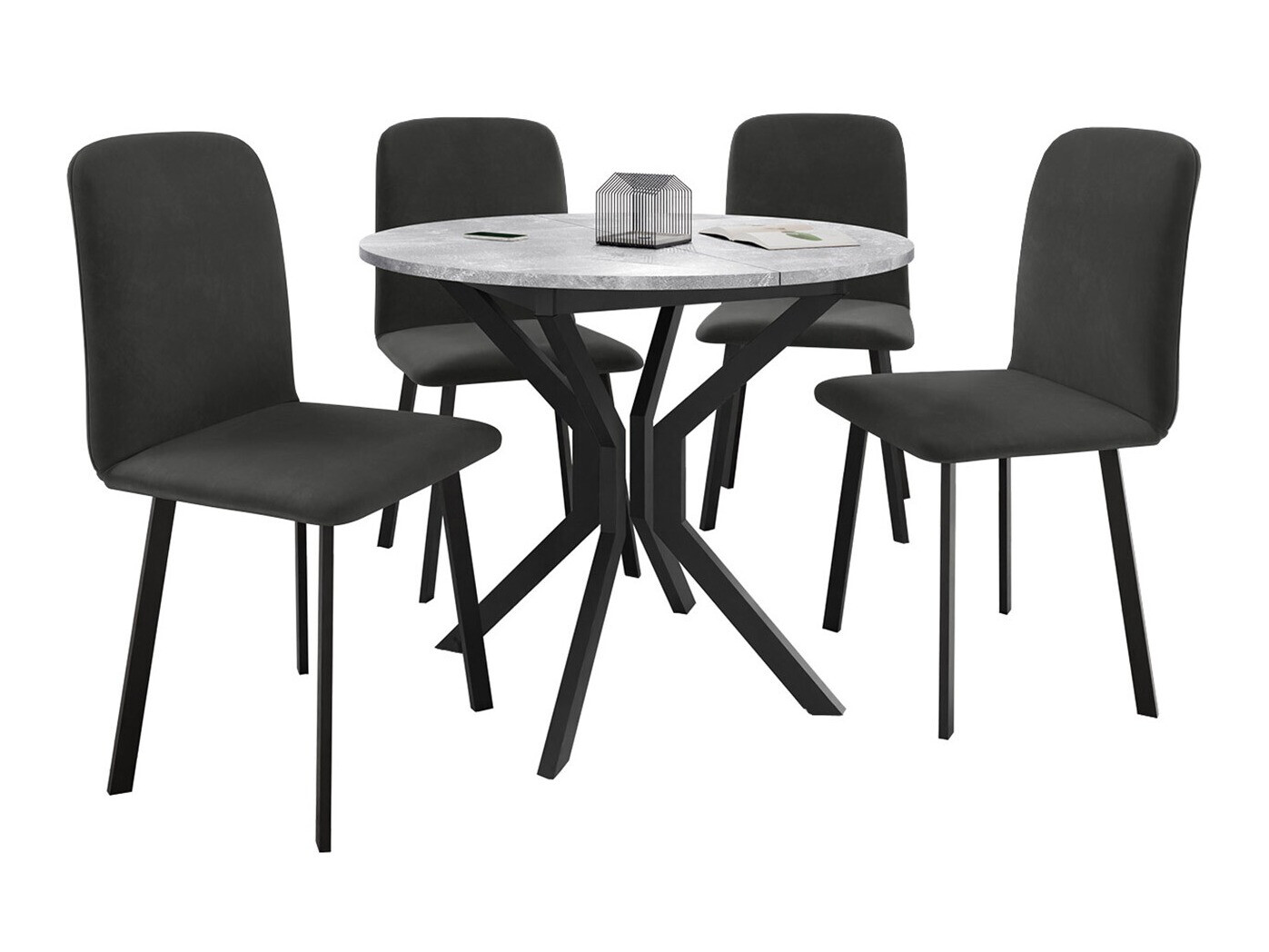 Dining set Edmond 118 (Grey marble + Black)