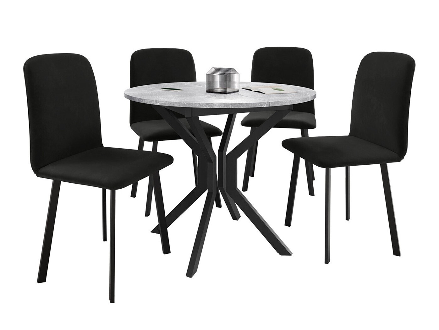 Dining set Edmond 118 (Grey marble + Black)