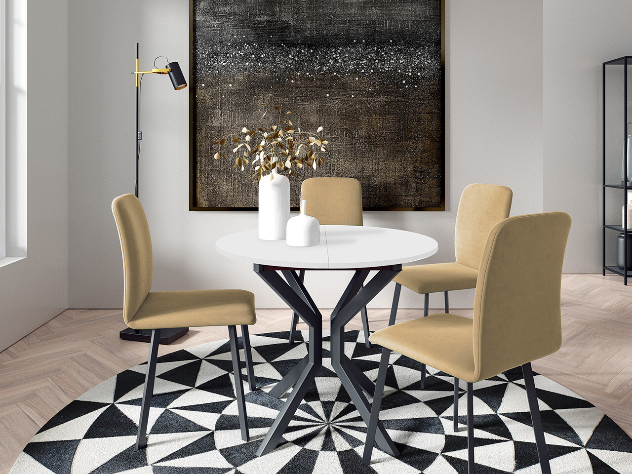 Dining set Edmond 118 (White + Black)