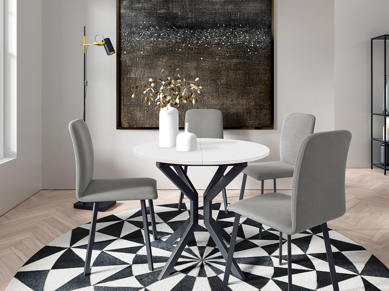 Dining set Edmond 118 (White + Black)