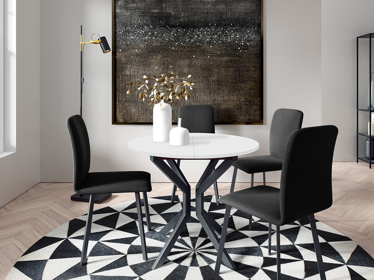 Dining set Edmond 118 (White + Black)