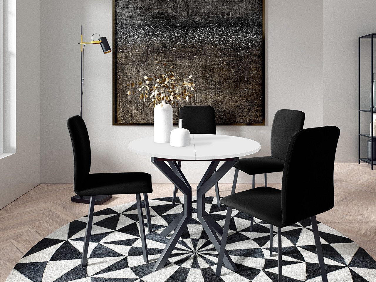 Dining set Edmond 118 (White + Black)