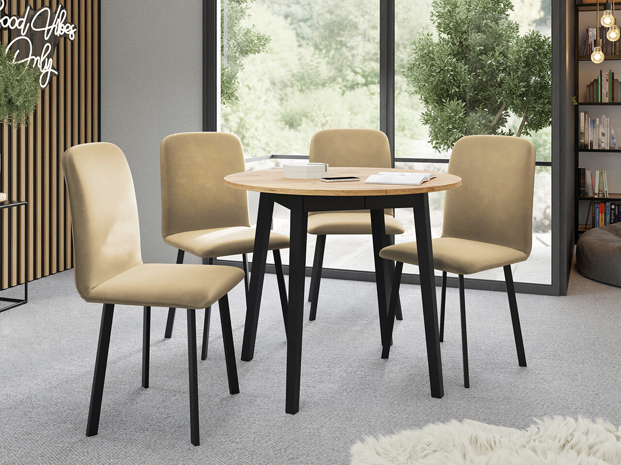 Dining set Edmond 119 (Craft golden oak + Black)