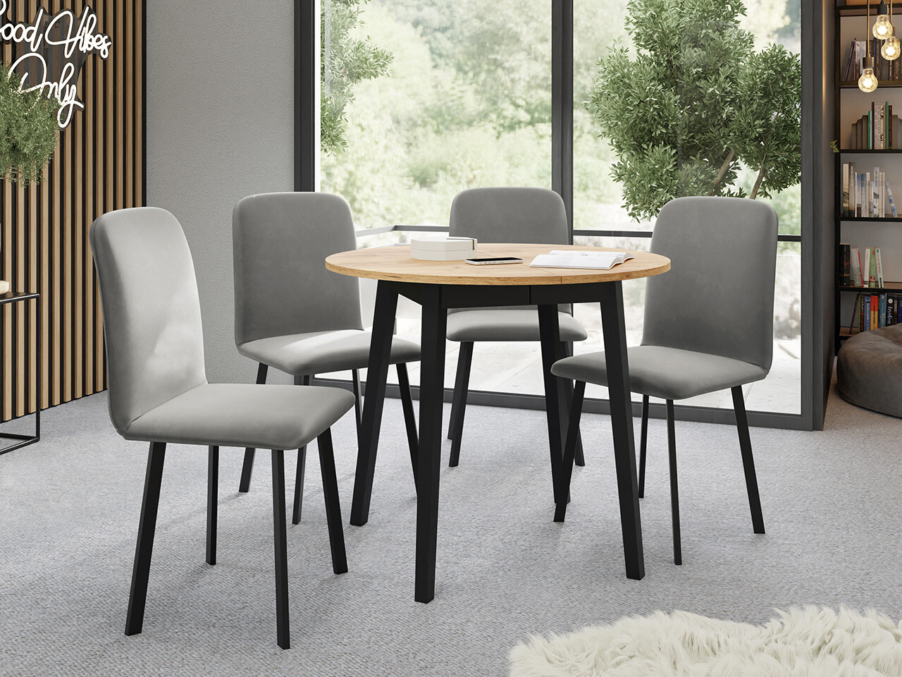 Dining set Edmond 119 (Craft golden oak + Black)