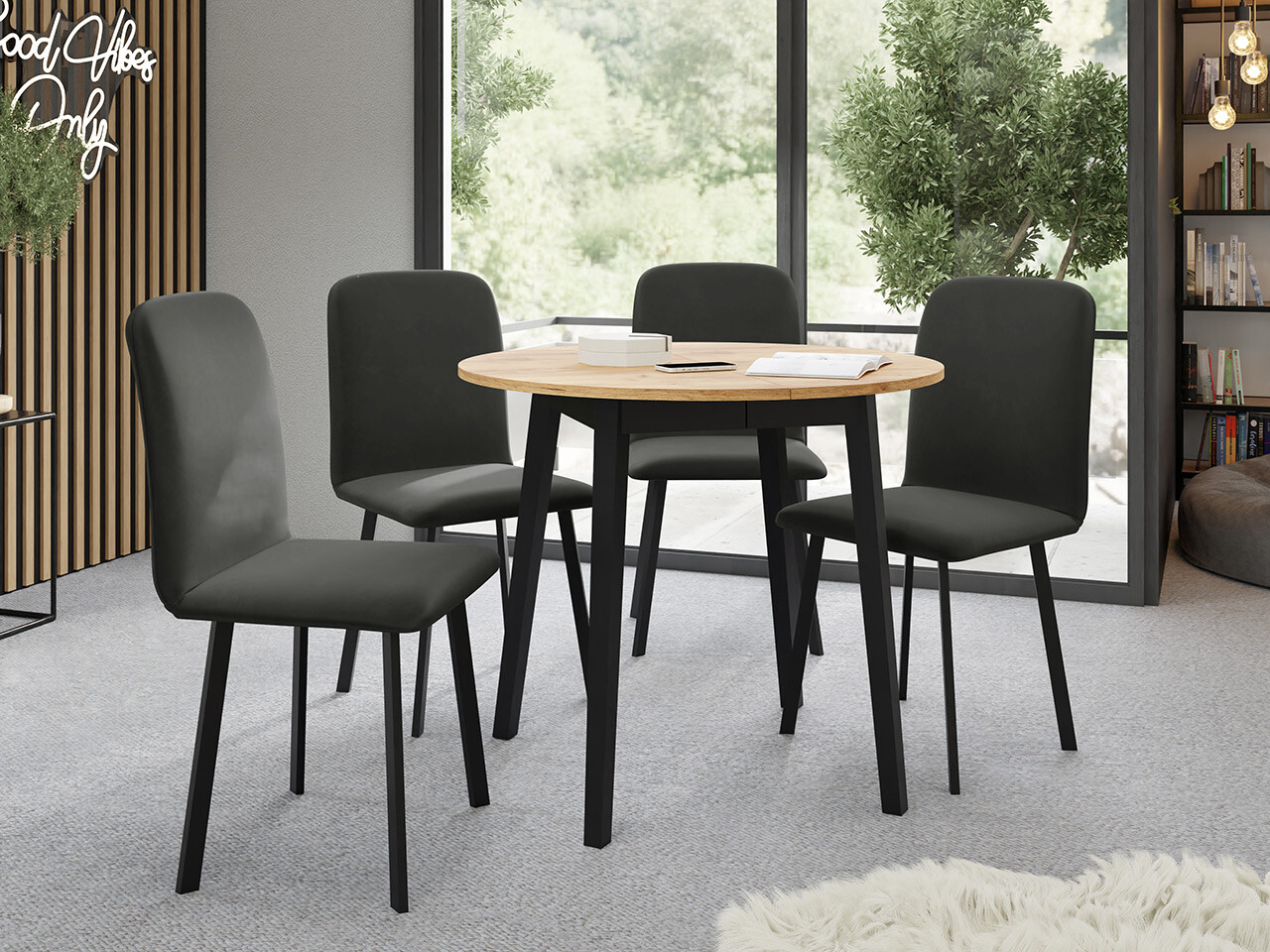 Dining set Edmond 119 (Craft golden oak + Black)
