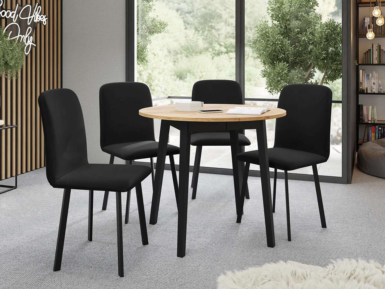 Dining set Edmond 119 (Craft golden oak + Black)