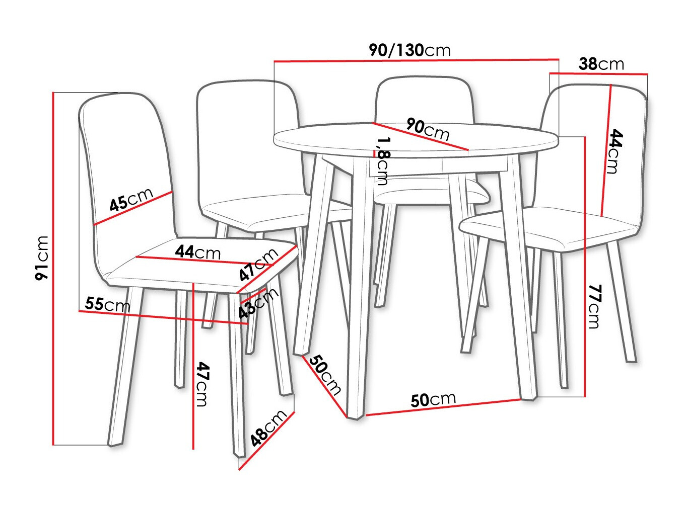 Dining set Edmond 119 (Craft golden oak + Black)